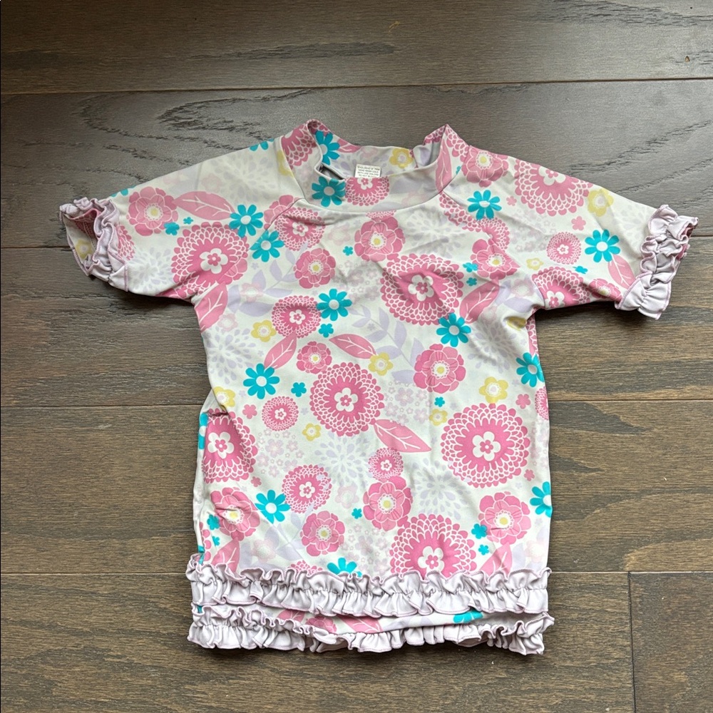 Ruffle butts rashguard girls swim top